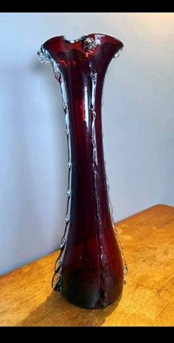 Red clear glass trumpet - red, &