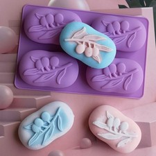4 Cavity Soap Mould Olive Tree Shape Silicone Mould Handmade Soap Mold DIY Tool