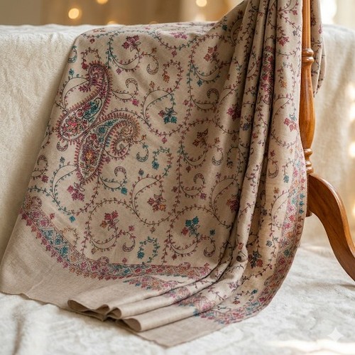 Kashmiri embroidered pashmina - embroidered,