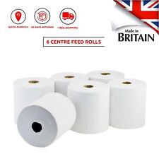 6 x White Centrefeed Rolls Embossed 2Ply Kitchen Tissue Paper Roll Hand Wipes