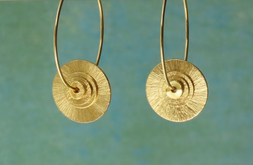 Earrings brushed gold matte - earrings,