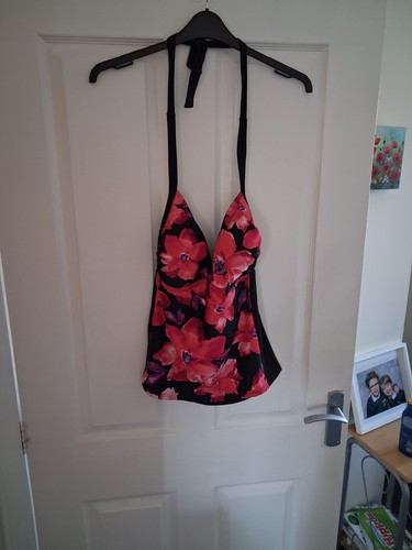 Black tankini top - with, flower