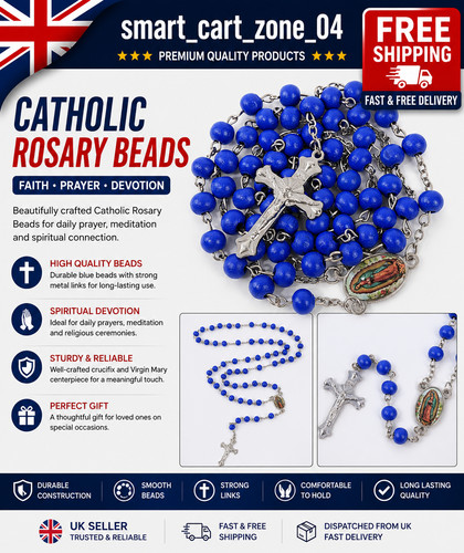 Blue catholic rosary beads - catholic,