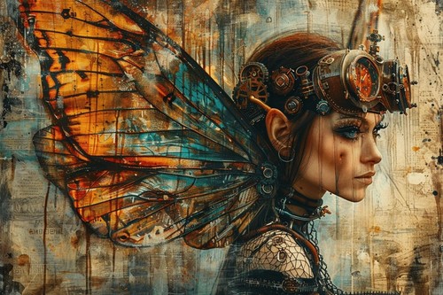 Steampunk fairy canvas - steampunk,