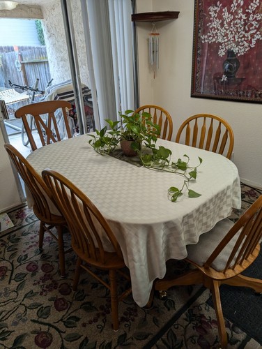 Oak dining table - dining, chairs