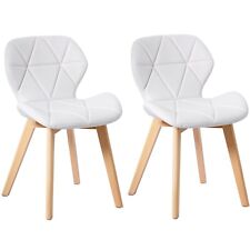 REBOXED 2x Living Dining Room Diamond Pattern Cushioned Padded Chair Beech Legs