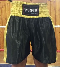 Boxing shorts Black & Gold made of quality polyester / Satin with new label.