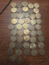 Brass three pence coins 1936 -