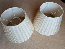 JOHN LEWIS Silk Pleated Drum Lampshades, Pair, cream colour, diameter 50cm, vgc