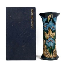 Moorcroft Philip Gibson Blue Rhapsody Vase Number 393 MCC 2001 with Box