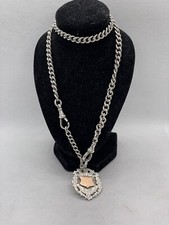 SOLID STERLING SILVER ALBERT CHAIN T BAR 46.9G 18" INCH LONG VICTORIAN WITH FOB