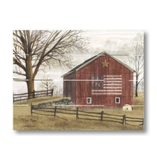 Primitive Folk Art Flag Barn