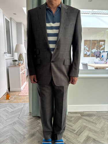 Mens check grey suit maks - check,