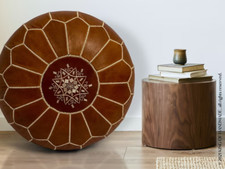 Leather Brown Ottoman Handmade