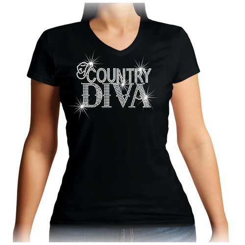Neck country diva - v, rhinestone