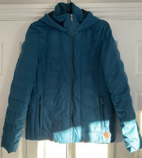 Quba Sails Boating Hooded Feather Down Padded Puffer Jacket Teal/Blue Size 8/36