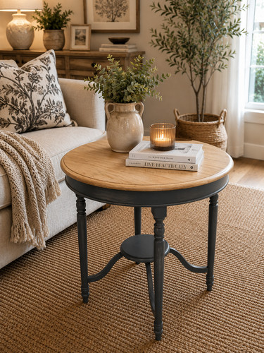 Round solid elm - solid, top