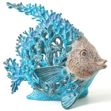 Beach Coastal Decor Coral Reef Angelfish Home Office Desk Decor Sculpture Sta...