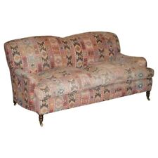 STUNNING VINTAGE GEORGE SMITH MADE FOR LIBERTY'S LONDON KILIM THREE SEAT SOFA