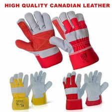 Canadian Double Palm Rigger Safety Work Gloves Leather Gauntlet Heavy Duty XL