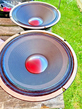 Pair of Vintage Mid 1970s Goodmans Audiom 12P-G  Red 50w 8ohms 12" Speakers