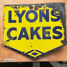 Original Double Sided Lyons Cakes Enamel Sign