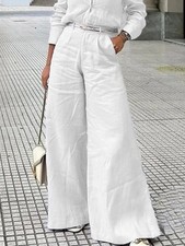 Women Cotton Linen Wide Leg