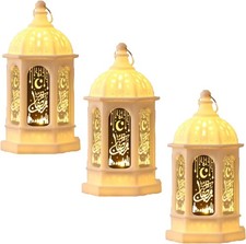 5 Pcs Gold Moroccan Style LED Lanterns Decoration，Ramadan Lantern Lights