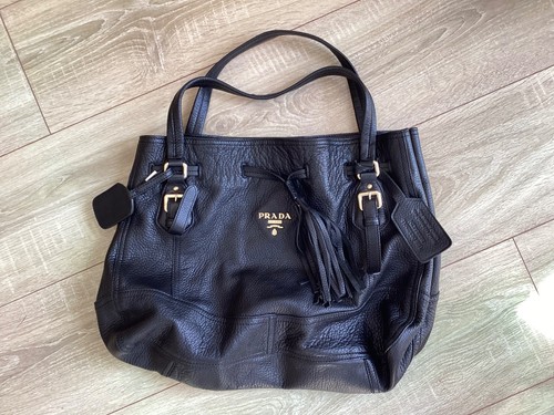Prada black pebbled - black, leather
