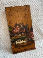 Woodburned Art Plaque German pyrograph Hand Painted Hanging Wall Art Bacharach