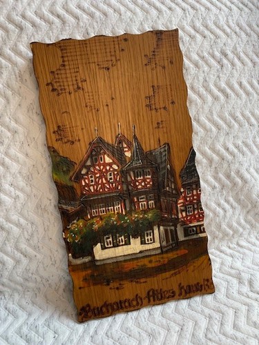 Woodburned art plaque - art, german