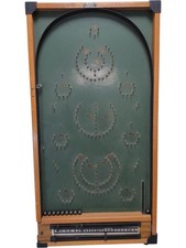 Vintage Bagatelle Game Wood Green Peg Board Made In England T2870 JNB