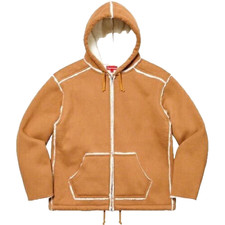 Supreme Faux Shearling Hooded Jacket Hooded Parker Size L Brown Outerwear