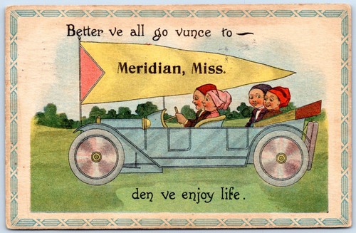 Postcard meridian pennant - meridian, ms
