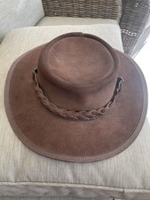 Overlander  Bush Hat Size M 100%  Leather Brown Cowboy Hat