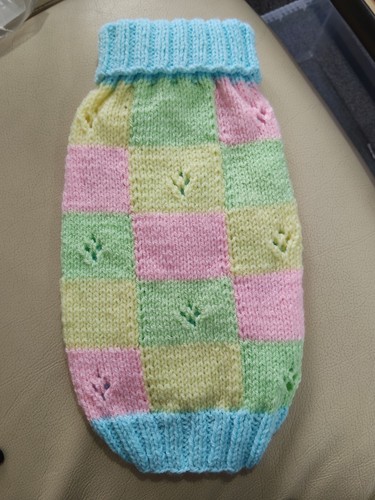 Hand knitted dog jumper coat - hand,