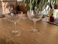 2 Vintage / Edwardian  Petal Cut Bowl Cocktail / Champagne Coupes Glasses