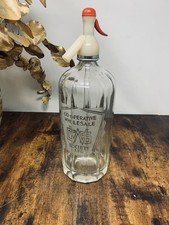 Vintage Glass Soda Syphon, Co-op Co-operative Etched Advertising