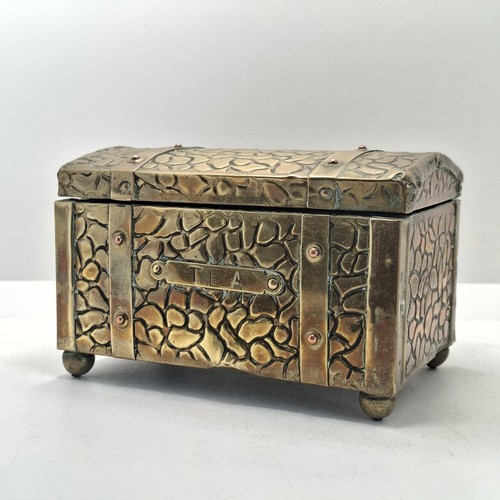 Brass tea caddy chest box - brass,
