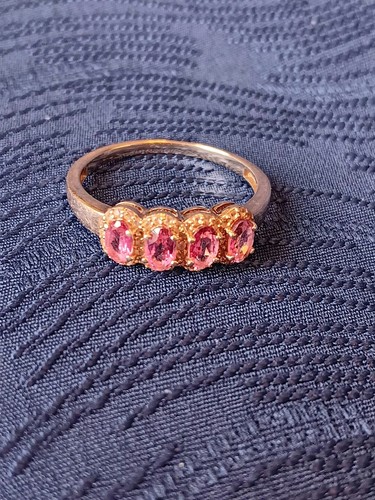Pink sapphire ring with zircon - pink,