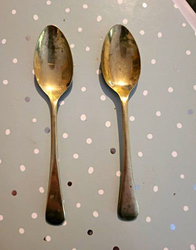 Nickel silver teaspoons - 2x,