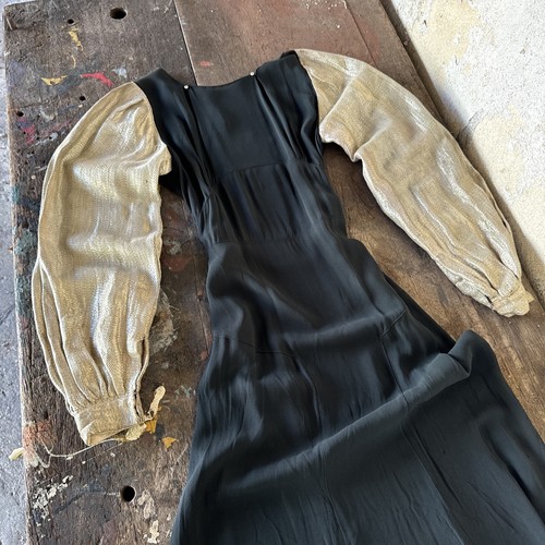 Vintage 1930s black silk dress - 1930s,