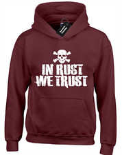 IN RUST WE TRUST HOODY HOODIE FUNNY RAT HOT ROD DESIGN CAR FAN
