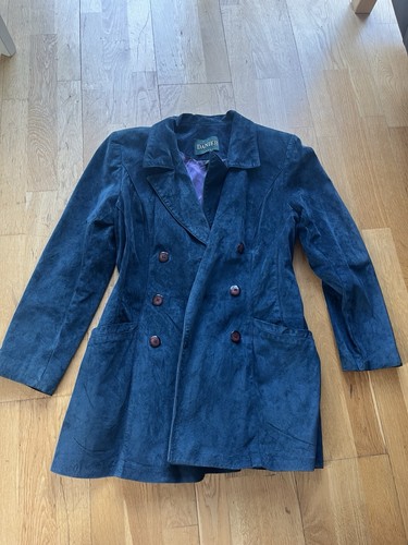 Genuine blue suede jacket - blue,