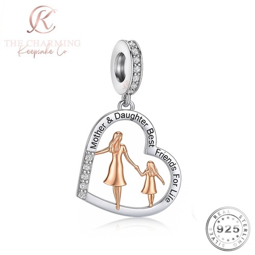 Mum daughter charm silver - mum, s