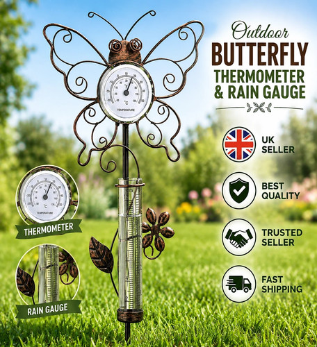 Outdoor butterfly thermometer - butterfly,
