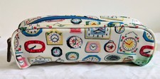 Cath Kidston Clocks Oil Cloth Pencil Case Small Slim Make Up Bag