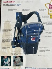 Bushbaby Cocoon Front Bush Baby Carrier 0 - 12 Months Blue Fully Adjustable GOOD