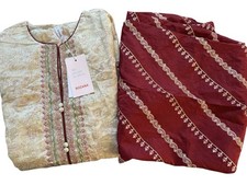 Ethnic Ethnc Large Pakistani Indian Suit Kurta  Kameez 2 Piece Gold/ Red