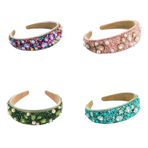 Rhinestone hair hoop turquoise - rhinestone,